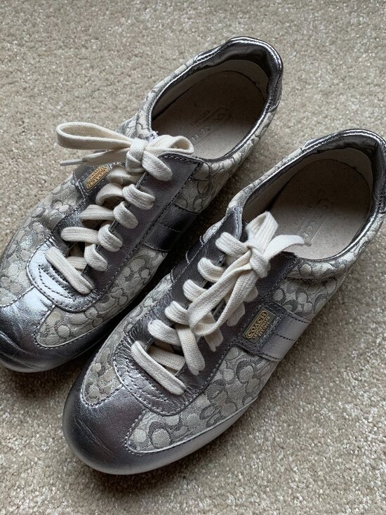 Coach Shoes - Coach Joss Signature Sneakers Silver Tennis Shoes 7
